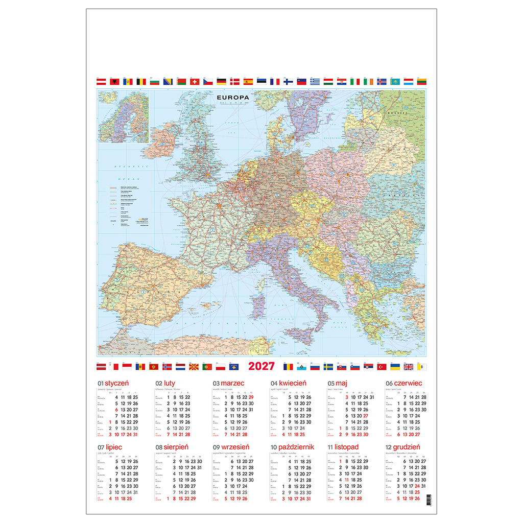 Kalendarz jednoplanszowy B1 EUROPA